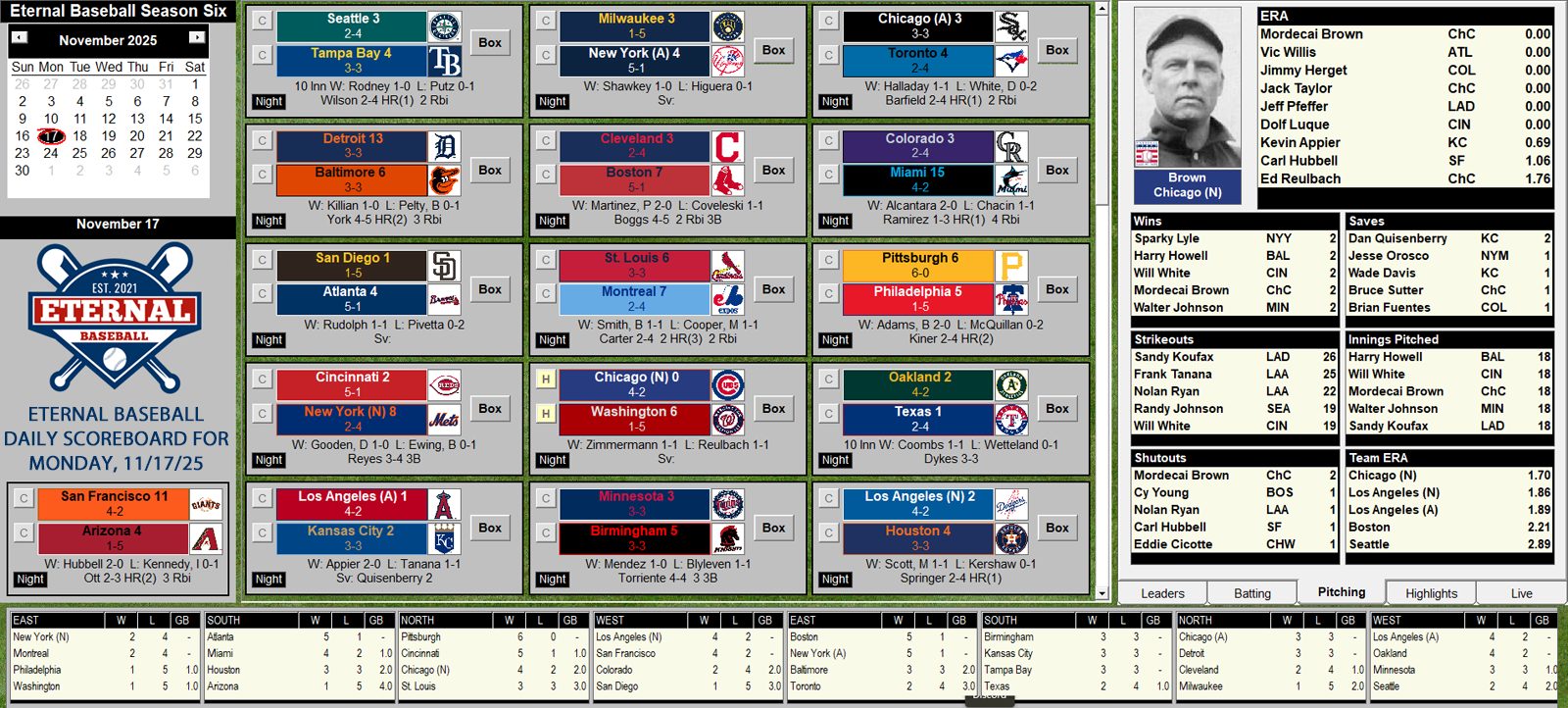 Daily Scoreboard 11-17 S6 Opening Day