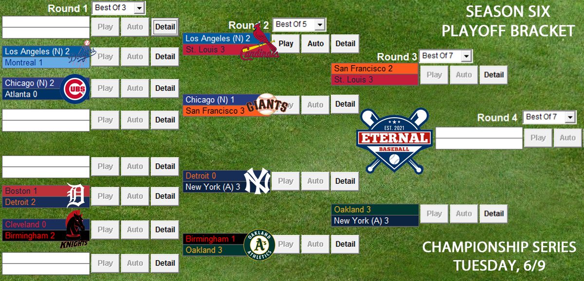 S6 Playoff Bracket 6-9 S6 Opening Day